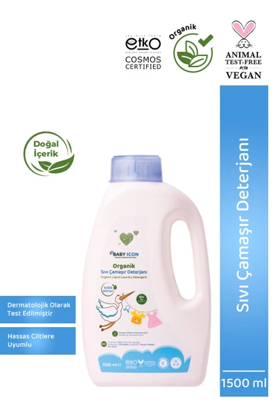 %100 Doğal Organik Vegan Bebekler ve Anneler İçin Sıvı Çamaşır Deterjanı 1500 ML Termal Su Katkılı ürün görseli 1