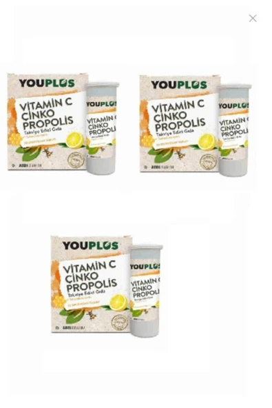 You Plus Vitamin C Çinko Propolis 20 Efervesan Tablet 3'lü Paket ürün görseli 1