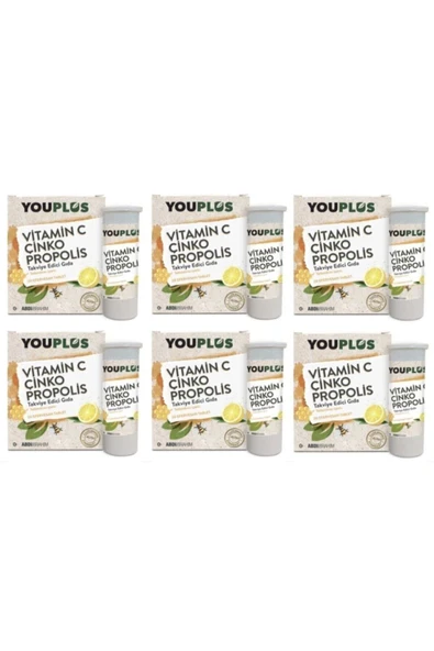 6 Adet Youplus Vitamin C, Çinko, Propolis Efervesan Tablet Takviye ürün görseli 1