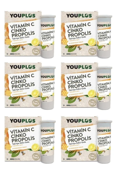 6 Adet C Vitamini, Çinko, Propolis 20 Efervesan Tablet ürün görseli 1