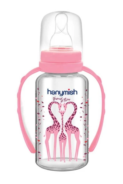 Hanymısh Kulplu Cam Biberon 125 Ml No:1 (0-6 Ay) Pembe ürün görseli 1