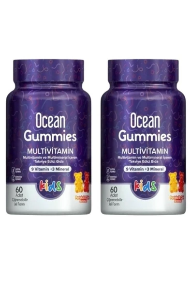 Ocean Gummies Multivitamin Kids 60 Adet Jel Form 2'li Paket ürün görseli 1