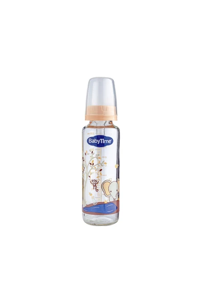 Babytıme 073 Klasik Cam Biberon (Silikon Kiraz Uçlu) 225Ml ürün görseli 1