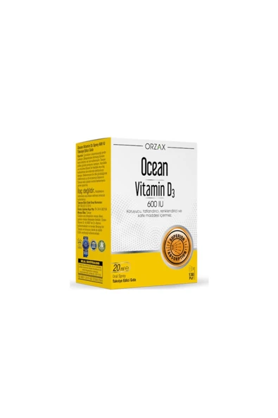Orzax Ocean Vitamin D3 600 IU Sprey 20ml-MFREYON00989 ürün görseli 1