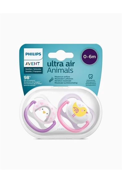 Avent Ultra Air Animals 2li Emzik 0-6 Ay - Kız ürün görseli 1