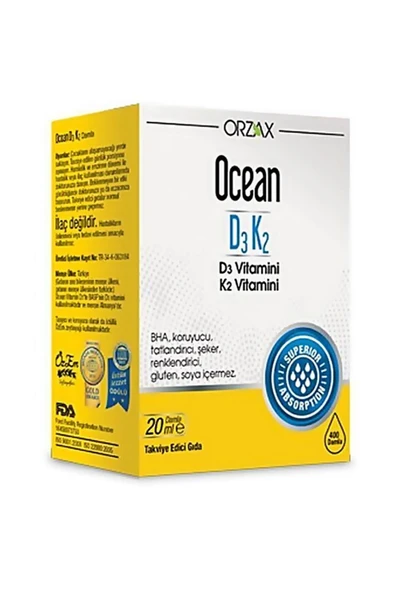 Orzax Ocean D3K2 Vitamin Damla 20 ml-MFREYON00986 ürün görseli 1