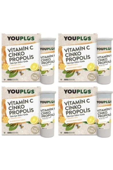 C Çinko Propolis 20 Efervesan Tablet 4'lü Vitamin 8699514020158x4 ürün görseli 1