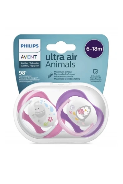Ultra Air Animals 2li Desenli Emzik 6-18 Ay - Kız ürün görseli 1