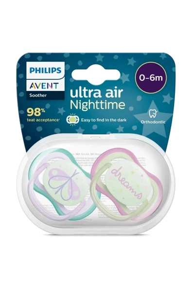Ultra Air Night Karanlıkta Parlar Gece Emziği 0-6 ay Kız SCF376/19 ürün görseli 1