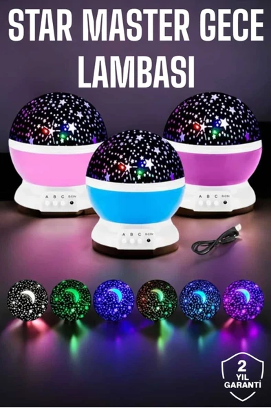 Mavi ve Mor Işıklı Projeksiyon Lambası ürün görseli 1