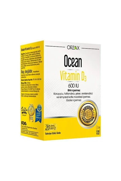 Ocean Vitamin D3 600 Iu Oral Sprey 20 ml ürün görseli 1