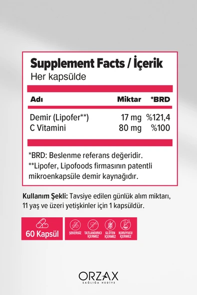 Ocean Microfer Demir ve C Vitamini 60 Kapsül - Resim 2