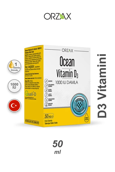 Ocean Vitamin D3 1000 IU Damla 50 ml ürün görseli 1