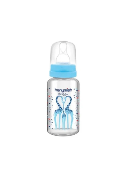 Mavi Hanymısh Akıtma Yapmayan Ve Rahat Beslenme Sağlayan Cam Biberon 125ml ürün görseli 1