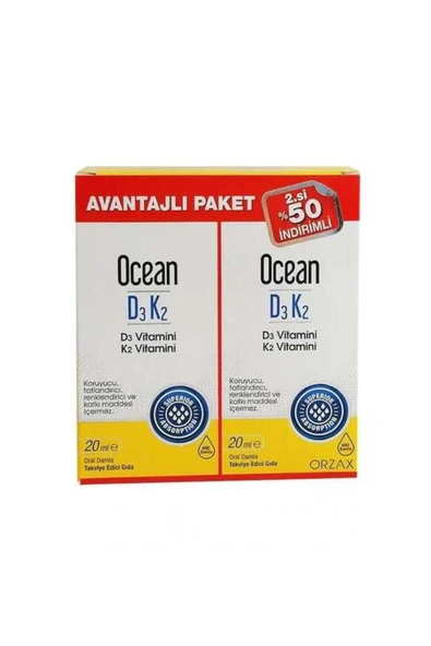 Ocean Vitamin D3k2 Damla 20 Ml 2'li Avantaj Paket ürün görseli 1