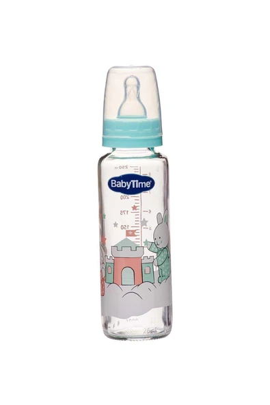 Bt073 Silikon Kiraz Uçlu Klasik Cam Biberon 225 Ml - Yeşil ürün görseli 1