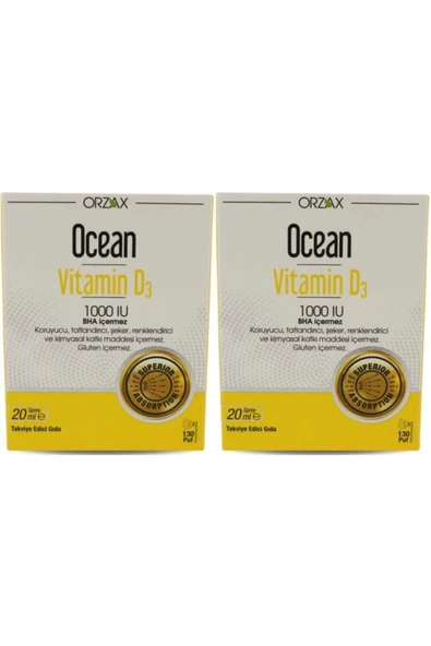 Ocean Vitamin D3 1000 Iu 20 Ml Sprey 2 Li Avantaj Paket ürün görseli 1