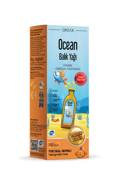 Orzax Balık Yağı Şurubu Portakal Aromalı 150ml ürün görseli 1