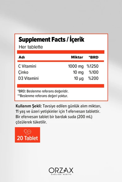 Orzax Efervit Defence Efervesan 20 Tablet - Resim 2