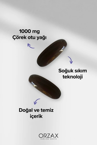 Orzax Çörek Otu Yağı 1000mg 60 Kapsül - Resim 3