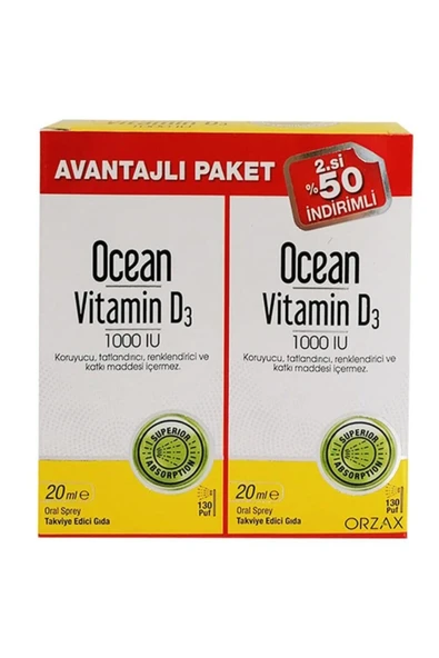 Ocean Vitamin D3 1000 Iu 2'li Paket ürün görseli 1