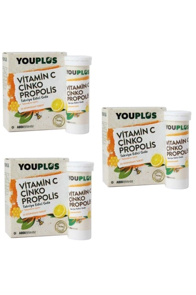 Vitamin C Çinko Propolis 20 Efervesan Tablet 3 Kutu ürün görseli 1
