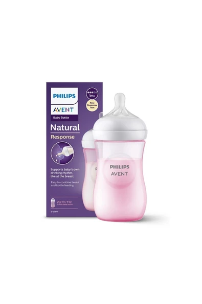 Philips Avent Natural Response PP Pembe Biberon 1+ Ay 260 ml SCY903/11 ürün görseli 1