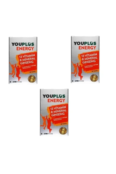 Youplus Energy Vitamin Ve Mineral Kompleksi Takviye Edici Gıda 30 Tablet X 3 Paket ürün görseli 1