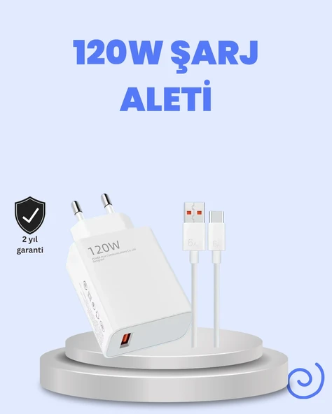 120 Watt Turbo Şarj Cihazı Xiaomi Redmi Note 10 11 12 Uyumlu ürün görseli 1