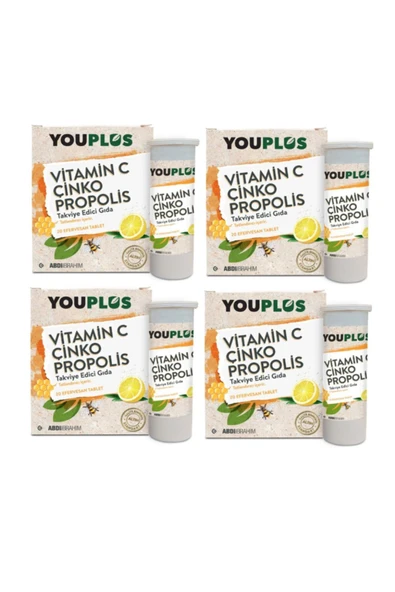 Vitamin C , Çinko Ve Propolis Içeren 20 Efervesan Tablet x 4 Adet ürün görseli 1