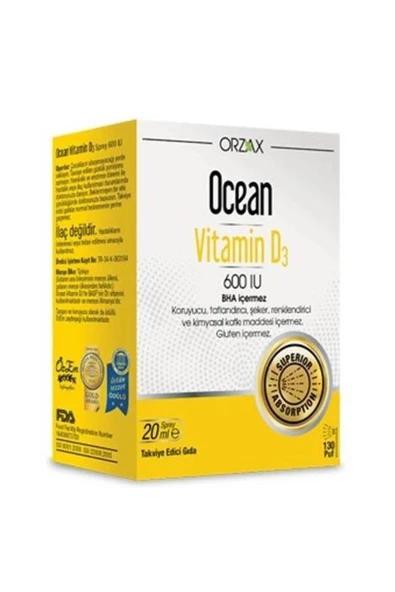 Orzax Ocean Vitamin D3 600 IU Sprey 20ml ürün görseli 1