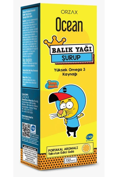 Ocean Balık Yağı Şurubu PORTAKAL Aromalı 150ml ürün görseli 1