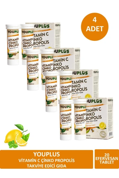 Vitamin C Çinko Propolis 20 Efervesan Tablet X 4 ADET ürün görseli 1