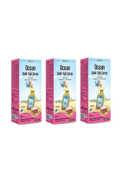 Ocean Balık Yağı Şurup 150 ml Karışık Meyveli 3 Kutu ürün görseli 1