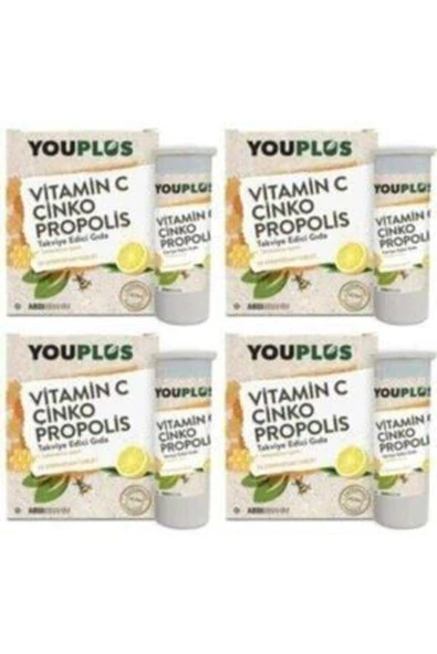 4 Adet Youplus Vitamin C,çinko,propolis Efervesan Tablet Takviye ürün görseli 1