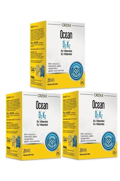 Orzax Ocean D3K2 Damla 20 ML x 3 Adet ürün görseli 1