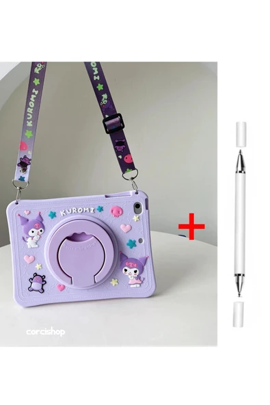 corcishop Ipad 11.nesil A16 11inç/10.nesil 10.9inç Kılıf Kuromi Standlı Çocuk Kılıfı + Tablet Kalemi ürün görseli 1