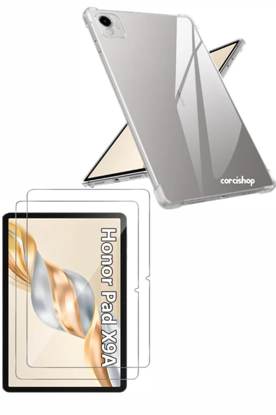 corcishop Honor Pad X9a 11.5 Inç 2025 Kılıf Şeffaf Darbeye Dayanıklı Silikon Kılıf + Ekran Koruyucu Set ürün görseli 1