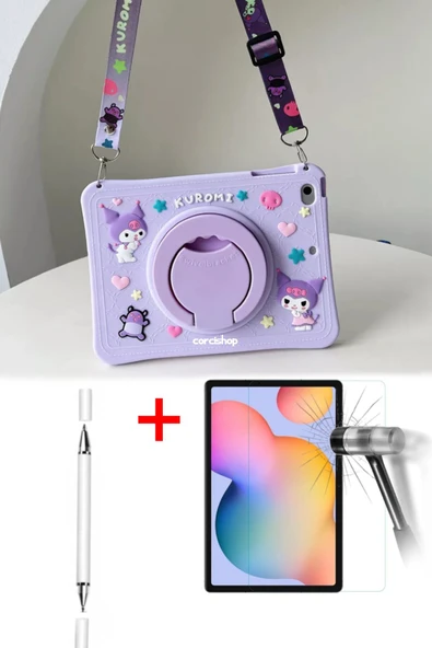 corcishop İpad 11.nesil A16 11inç/10.nesil 10.9inç Kılıf Kuromi Standlı Çocuk Kılıfı + 3lü Set ürün görseli 1