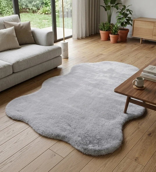 Carpet Dekor Peluş Yumuşak Dekoratif Halı Gri ürün görseli 1