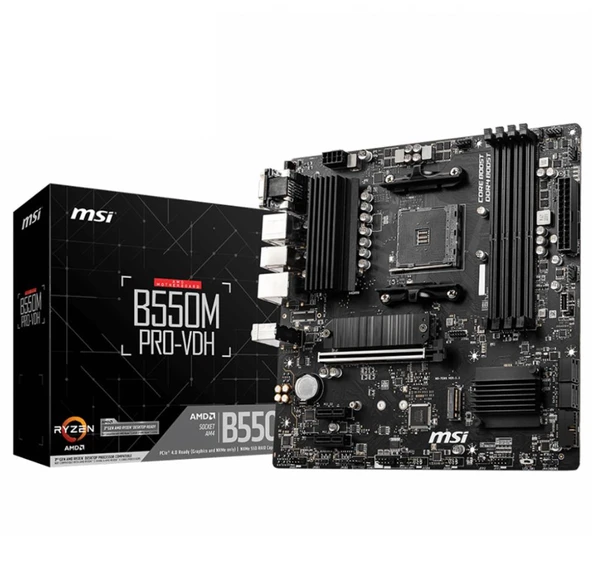 MSI B550M PRO-VDH Amd B550 Soket AM4 DDR4 4400(O.C.) M.2 Anakart ürün görseli 1