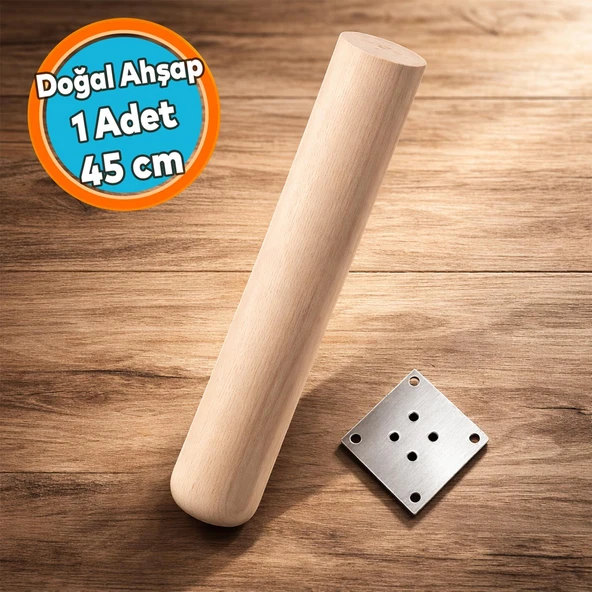 Doğal Ahşap Boyasız Silindir Masa Sehpa Ayağı Doğal Ahşap Sehpa Ayağı Bohem 45 cm (1 Adet) ürün görseli 1