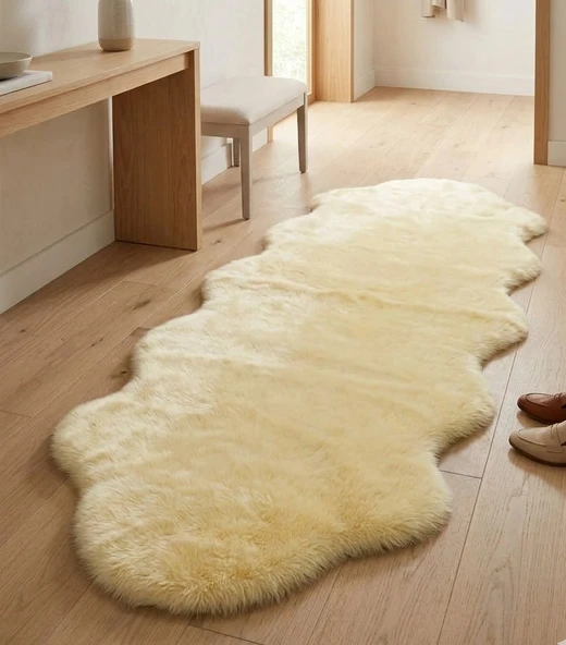 Carpet Dekor Peluş Yumuşak Dekoratif Halı Krem ürün görseli 1