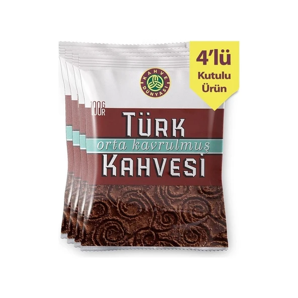 Kahve Dünyası Orta Kavrulmuş Türk Kahvesi 100 g 4'lü Paket ürün görseli 1