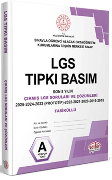 Editör Yayınları 8. Sınıf LGS Tıpkı Basım Çıkmış Sorular ve Çözümleri 2018 - 2025 Yeni ürün görseli 1