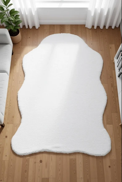 Carpet Dekor Peluş Yumuşak Dekoratif Halı Beyaz ürün görseli 1