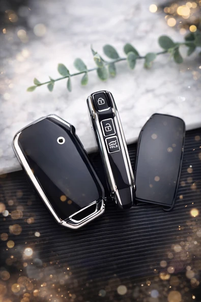 YıldızTuning Kia XCeed Smart Anahtar Kılıfı Siyah-Gümüş Aksesuar ürün görseli 1
