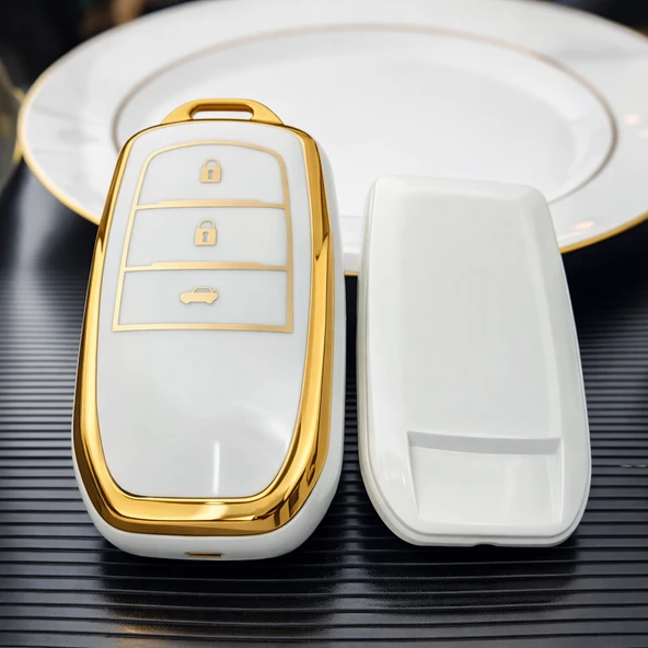YıldızTuning Toyota Yaris Anahtar Kılıfı Beyaz-Gold Aksesuar ürün görseli 1