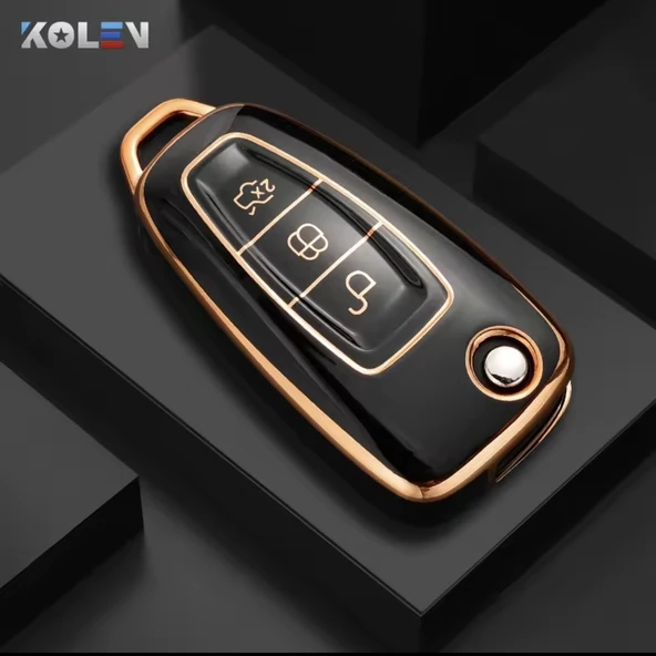YıldızTuning Ford Kuga Aksesuar Anahtar Kılıfı Siyah-Gold ürün görseli 1