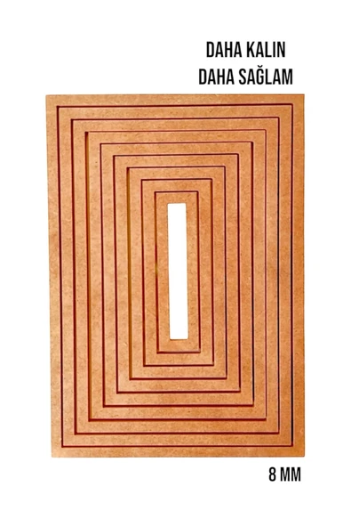 Buradadavar Hobi Ahşap 9'lu Dikdörtgen Ham Mdf, 8mm Kalınlık, 30 Cm Kasnak, Boyanabilir Vidasız Kasnak, Makrome Halkası ürün görseli 1
